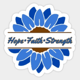 Dark Blue Sunflower Hope Faith Strength Sticker